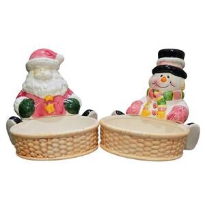 Dog or Cat Cutest Christmas Bowls, 1-Santa & 1-Snowman Holding 5.5" Bowls